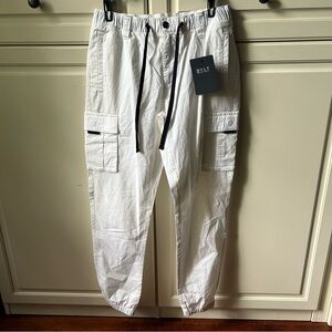 BYLT mens L large white Division cotton blend cargo style jogger pants new